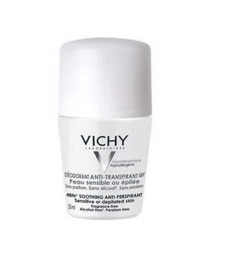 VICHY DEODORANT ANTI-TRANSPIRANT 48H PEAUX SENSIBLES OU EPILEES ROLL-ON 50ML