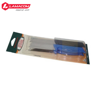 Lamacom Couteaux Cuisine HADDA Grand Modèle Noir & Bleu Série de 4 - Set Couteaux Découpe - Lames Acier - Manche Ergonomique