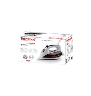 Fer à vapeur TECHWOOD TFV 2408C-2400Watts-Capacité du réservoir: 300ML-Puissance Vapeur : 30g/min-Semelle Céramique-Thermostat réglable-Dimension: 31x13x 16.5CM-Garantie 2ans  - 819