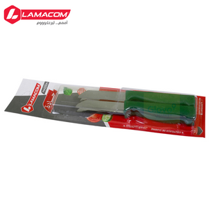 Lamacom Couteaux Cuisine Hadda Vert Série de 4 - Set Couteaux Polyvalents - Lames Acier Inoxydable - Manche Ergonomique