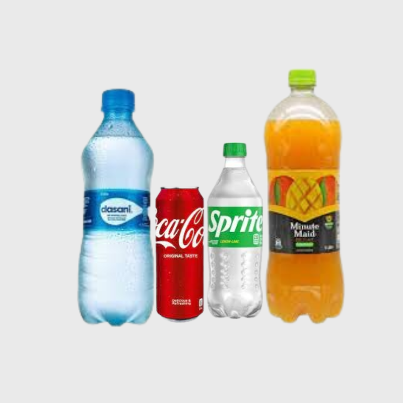 Water Soda and Juices