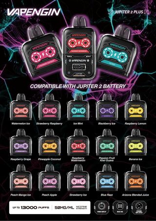 Vapengin Jupiter Sour Blue Raspberry Vape, 13000 Puffs