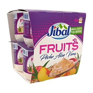 Pack Yaourt à cuillère Brassé Pêche Aloe Vera Jibal 8X110g