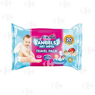 Lingettes Bébé Angel sans Parabène ni Alcool Ultra Compact 20 unités
