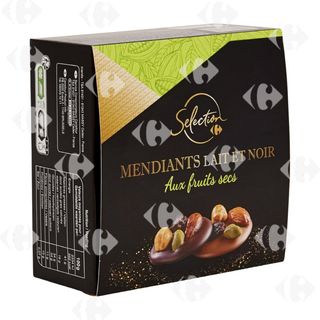Chocolat Mendiants Lait et Noir aux Fruits Secs Carrefour Selection 150g
