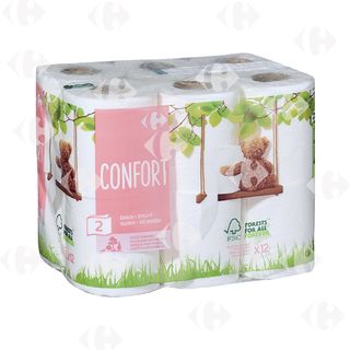 Papier Hygiénique 2 Plis Confort Carrefour X12