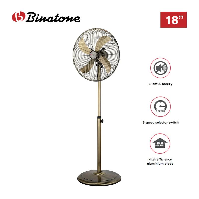 Binatone Standing Fan ES-1800(Metal/Brass)