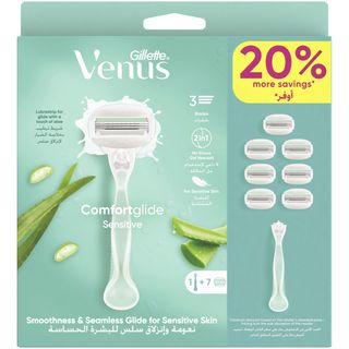 Venus Pack Rasoir Rechargeable Système Comfort Glide Sensitive - 1Manche +7 Recharges