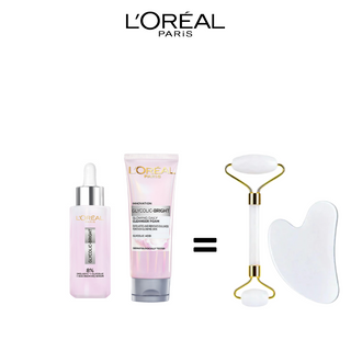 L'Oréal Paris Sérum Glycolic-Bright 30Ml = Gel Nettoyant Bright + Coffret Guasha Offert