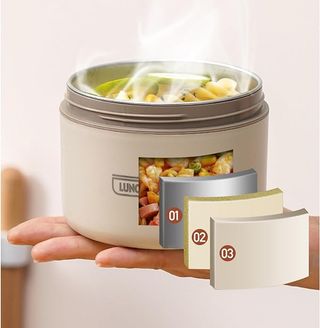 Rounded lunch box 600 ml - beige-9835714