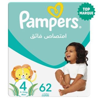 Couches bébé Taille 4 - 9/18 KG PAMPERS JUMBO 62 Pièces - 303