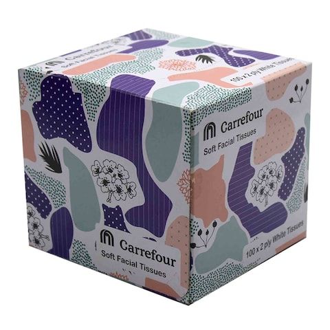 Carrefour Premium Facial Tissue 100 Pieces White