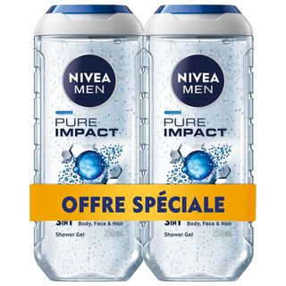 Lot De 2 Nivea Gel Douche Pure Impact 250Ml