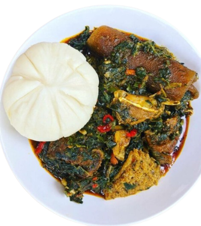 Nigerian Cusine Semovita Soup Edi Ikong