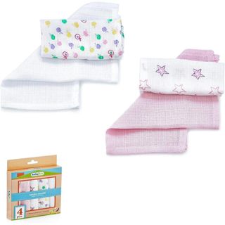 Babyjem 377- Pack de 4 Langes en Mousseline Multicouleurs 25cmx29cm