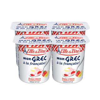 Dessert lacté fraise et citron à la française Mon Grec 125g - ELLE & VIRE