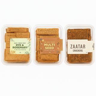 Assorted crackers offer.