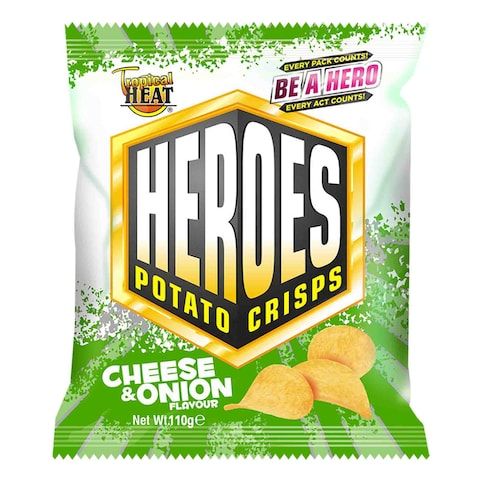 Tropical Heat Snacks Heroes Potato Chips Cheese &Onion 110g