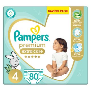 Pampers Premium Care Couches Bébé Taille 4 (9-18Kg) 80 Unités