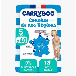CARRYBOO COUCHES DE NOS REGIONS TAILLE 5 12-25KG BOITE DE 40 COUCHES