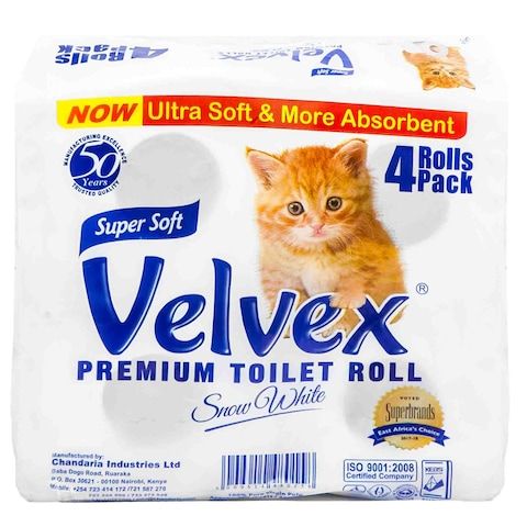 Velvex White Toilet Rolls 4 Pack