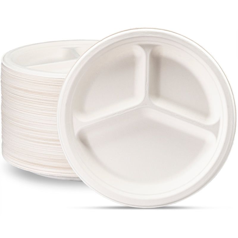 Softpak 9 Inch Biodegradable 3-Compatment Plate