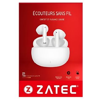 Zatec Ecouteurs sans Fil Temps de Conversation 4h Batterie Ecouteurs 35 mAh Mode Charge 5V-1A