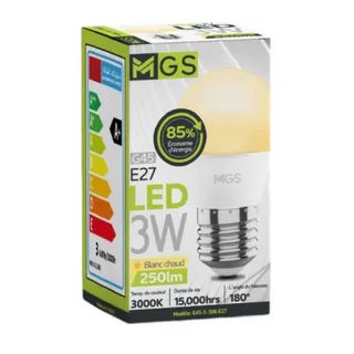 Ampoule LED G45 3W E27 lumière jaune - MGS