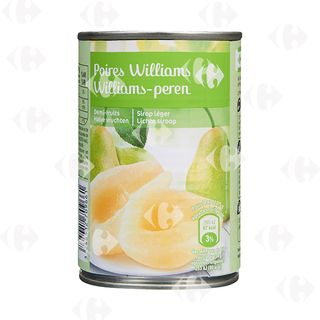 Conserve Fruits Sirop Poires Williams Demi-Fruits Carrefour 455g