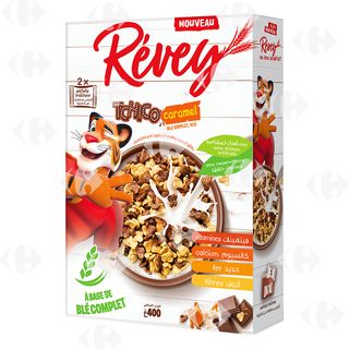 Céréales Tchico Au Blé Complet Et Riz Avec Goût Chocolat Et Caramel 400G - Revey