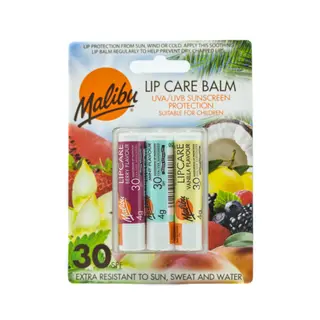 Malibu Blister Pack Spf30 Lipbalm Berries/Mint/Vanilla