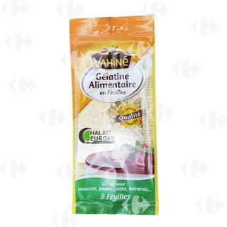 Gélatine Alimentaire en Feuilles VAHINE 17g