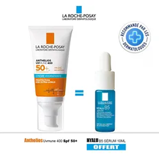 LA ROCHE POSAY PACK ANTHELIOS XL CONFORT CREME INVISIBLE PEAUX SENSIBLES SPF50+ 50ML + HYALU B5 SERUM
