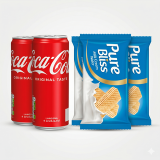 Pure Bliss Milk Cream Wafer 21g (x3) x Coca Cola 33cl (x2)