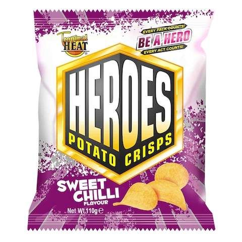 Tropical Heat Snacks Heroes Potato Chips Sweet Chilli 110g