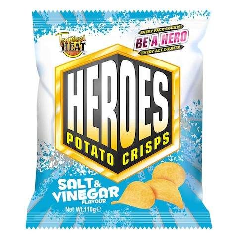 Tropical Heat Snacks Heroes Potato Chips Salt &Vinegar 110g
