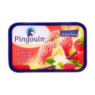 Crème Glacée Vanille Fraise en Bac Pingouin 1L