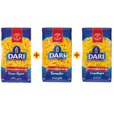 Pâtes courtes torsade penne coquille 3x500g - DARI