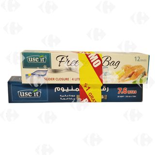 Sac De Congélation Use It 4l 12 Unités + Papier Aluminium 30cmx7,6m Gratuit