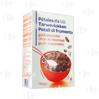 Céréales Pétales Blé Chocolat Carrefour Blanc 750G