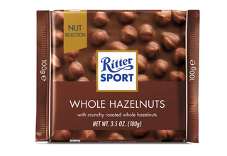 Chocolat blanc Ritter avec des noisettes entières 100G