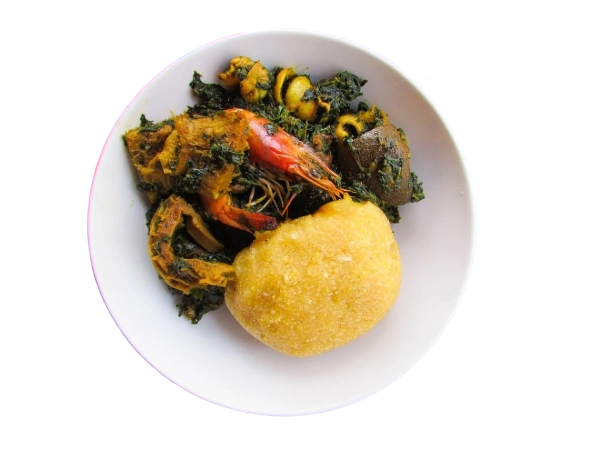 Nigerian Cusine Eba-Garri And Afang Soup