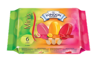 LONDON DAIRY MINI GUAVA+MANGO+RASPBERRY STICKS 6X50ML