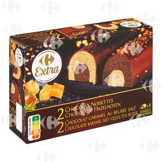 Bûchettes Glacées Chocolat Noisettes Caramel Carrefour 4x125ml