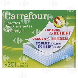 Lingettes Dépoussiérantes pour Balai Carrefour 20 feuilles