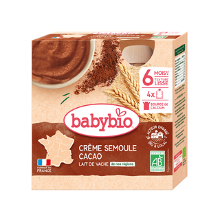 BABYBIO GOURDE CREME SEMOULE CACAO 4 X 85G
