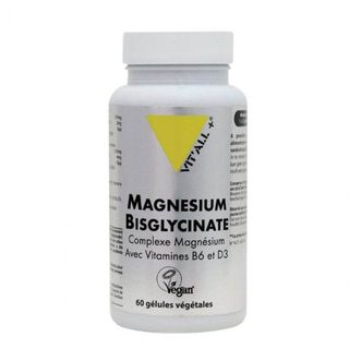 VITALL+ MAGNESIUM BISGLYCINATE COMPLEXE AVEC VITAMINES B6 ET D3 BOITE DE 60 GELULES