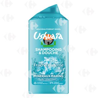 Ushuaïa Shampooing Gel Douche 2 en 1 Fraicheur Intense Minéraux Marins de L’atlantique 300ml