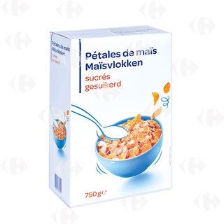Céréales Pétales Maïs Sucrés Carrefour Blanc 750G
