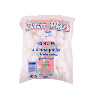 Boule à démaquiller blanc COTON PLUS 100Pièces  - 066